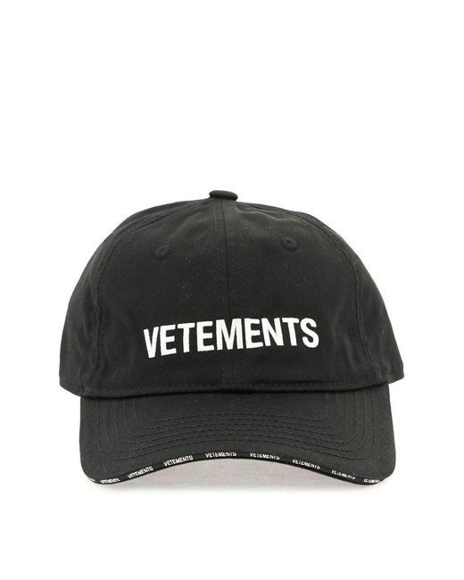 Vetements Black Baseball Cap With Embroidered Logo for men