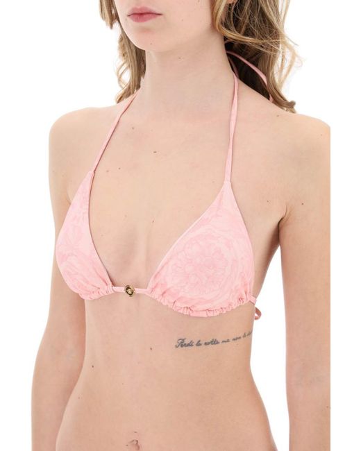 Versace Pink Baroque Bikini Top