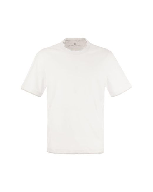 Brunello Cucinelli White Slim Fit Crew-neck T-shirt In Lightweight Cotton Jersey for men