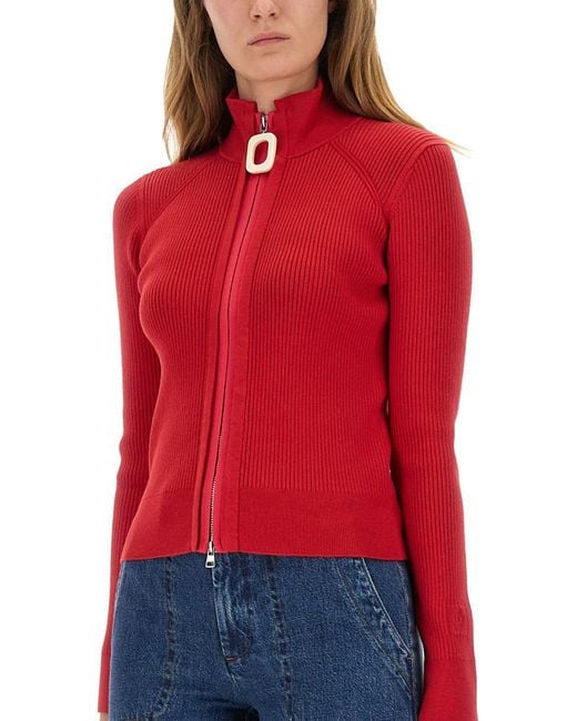 J.W. Anderson Red Fitted Cardigan With Zipper
