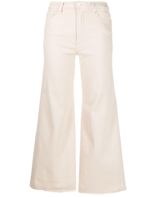 7 For All Mankind Denim The Cropped Wide-leg Jeans in White (Natural ...