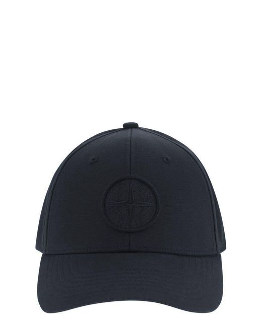 Stone Island Blue Cap With Front Logo Embroidery for men