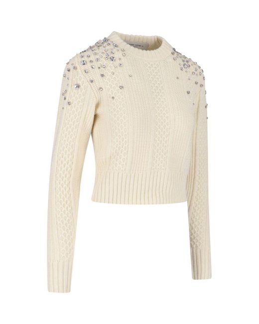 Golden Goose Deluxe Brand Natural Crystal Crop Sweater