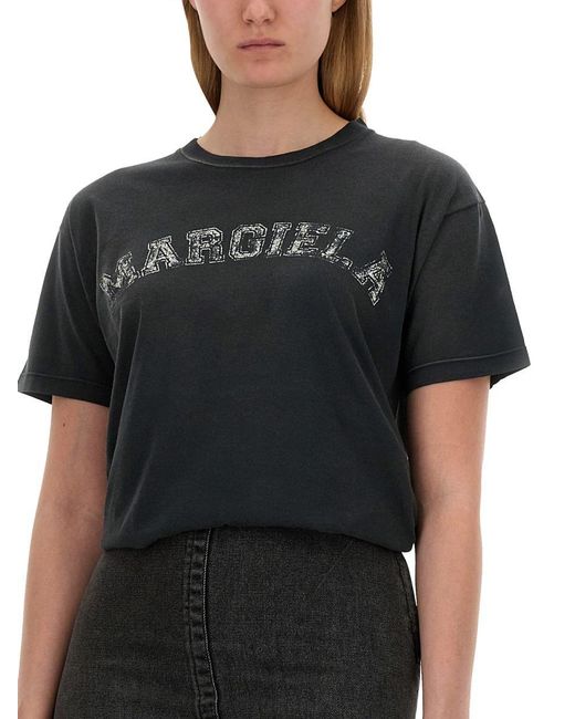 Maison Margiela Black T-Shirt With Logo