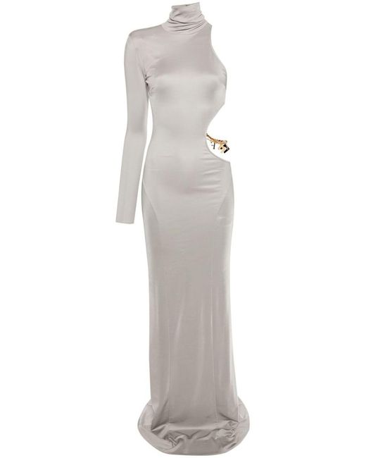 Elisabetta Franchi White One-shoulder Cut-out Long-length Dress