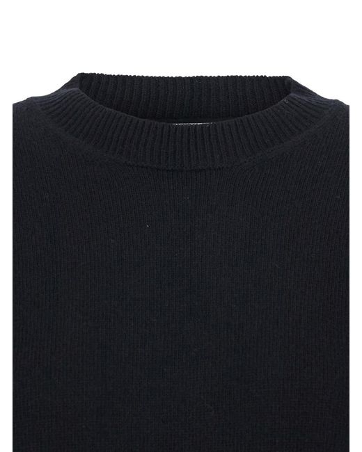 Grifoni Blue Oversize Crewneck Sweater With Ribbed Trims