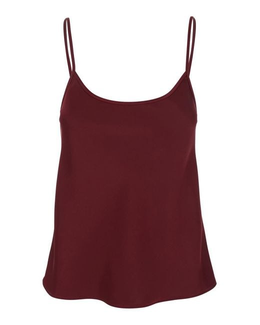 Plain Red Bordeaux Top With Spaghetti Straps
