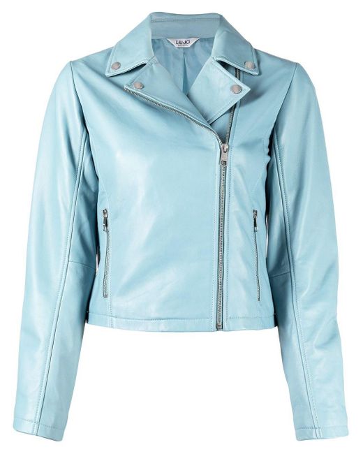 Liu Jo Blue Zip-up Leather Jacket