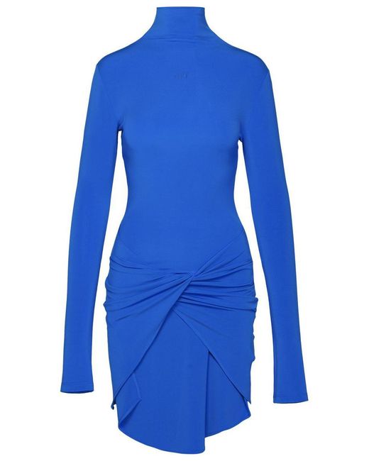Off-White c/o Virgil Abloh Twist Blue Viscose Dress