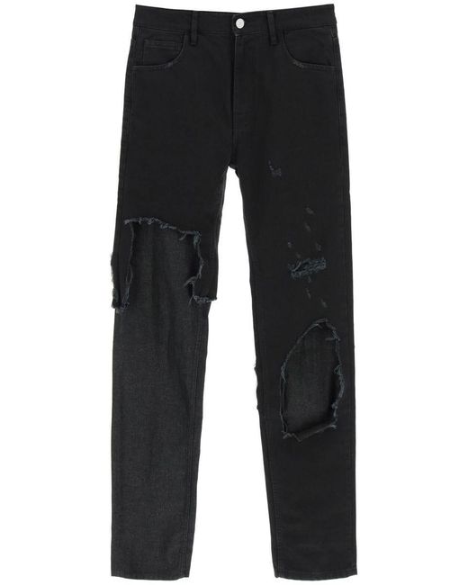 Raf Simons Double-layered Destroyed Jeans in Black for Men | Lyst
