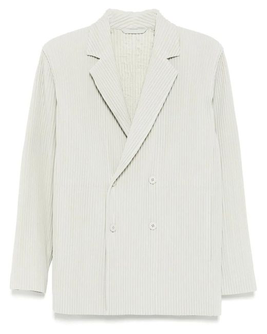 Homme Plissé Issey Miyake White Tailored Pleats Jacket for men