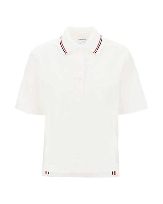 Thom Browne White Seersucker Polo Shirt