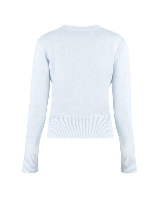Max Mara Studio Blue Cashmere V-neck Sweater