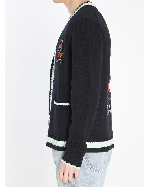 Casablanca Black Cardigan With Stacked Casa Mountain Temple Design for men