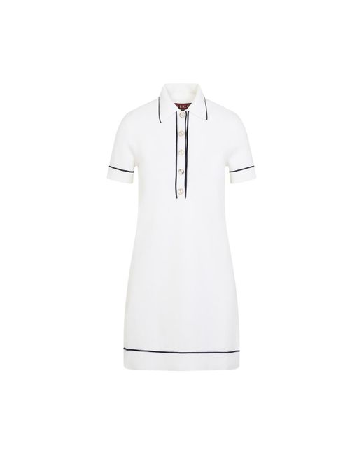 Gucci White Knit Polo Collar Mini Dress For