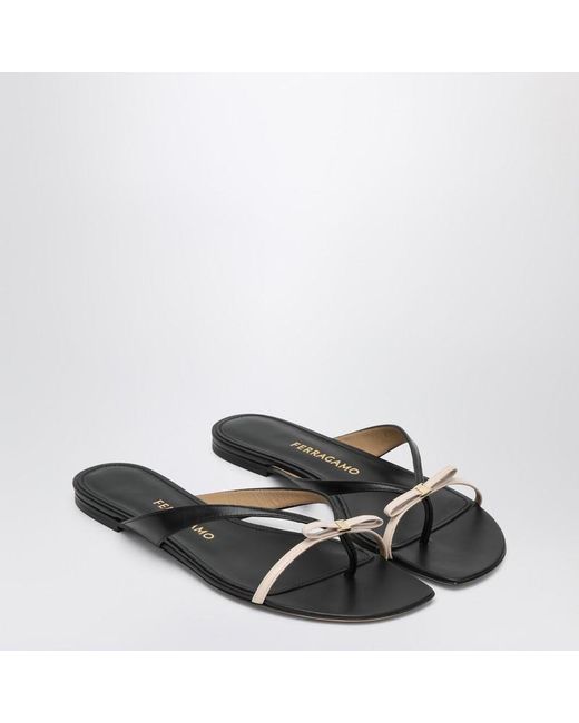 Ferragamo Black Mini Bow Flip-Flop And Powdery Regular Fit