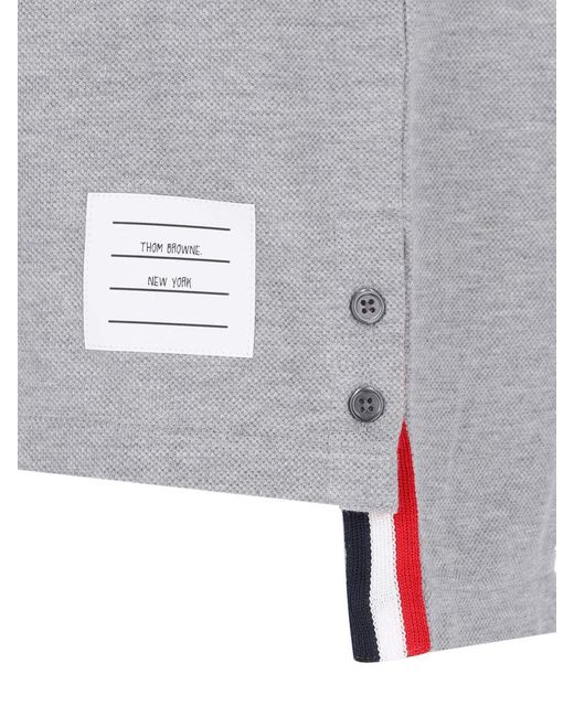 Thom Browne Gray Tricolor Detail T-shirt On The Back