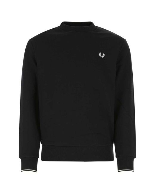 Fred Perry Black Cotton Blend Sweatshirt for men