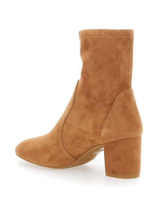 Stuart Weitzman Brown 'Yuliana' Ankle Boots With Medium Block Heel