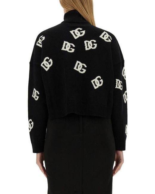 Dolce & Gabbana Black Jersey With Logo Inlay