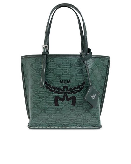 MCM Green Shopper Bag With Logo