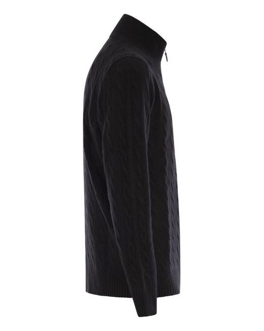 Polo Ralph Lauren Black Wool And Cashmere Cable Knit Jumper for men