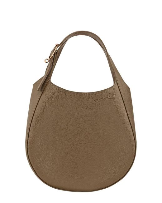 Longchamp Brown 'Le Foulonné Small Handbag With Logo Lettering On The Front And Adjustable And Removable Shoulder Strap