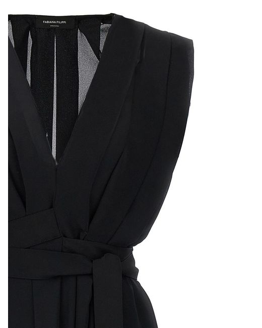 Fabiana Filippi Black Long Dress Hierogette Pleats