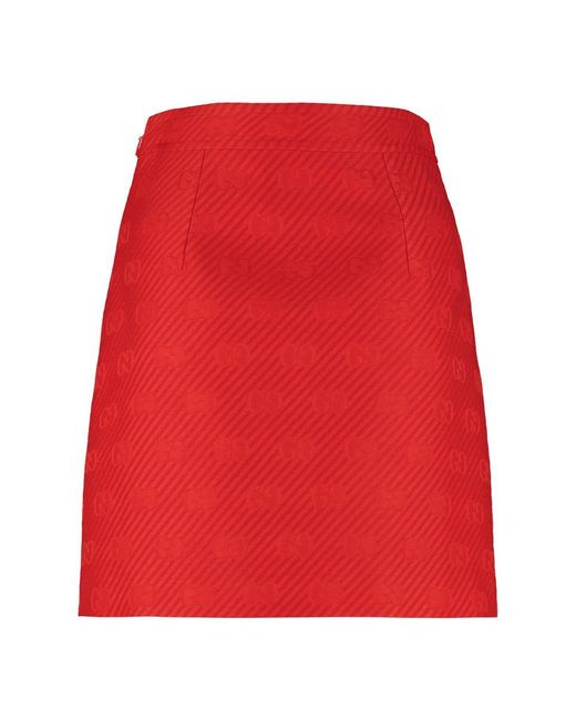 Gucci Red Jacquard Mini Skirt