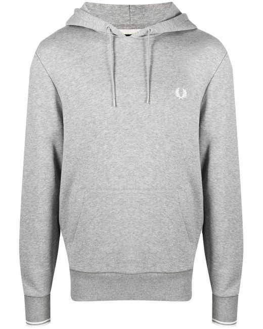 Fred Perry Gray Fp Tipped Hooded Sweatshirt for men