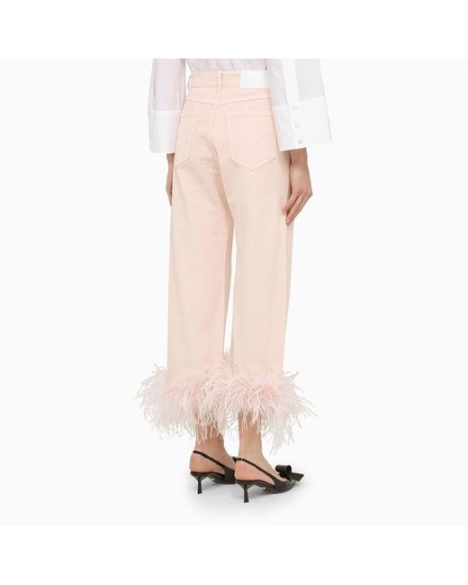 P.A.R.O.S.H. Pink Peach Blossom Feather Trousers
