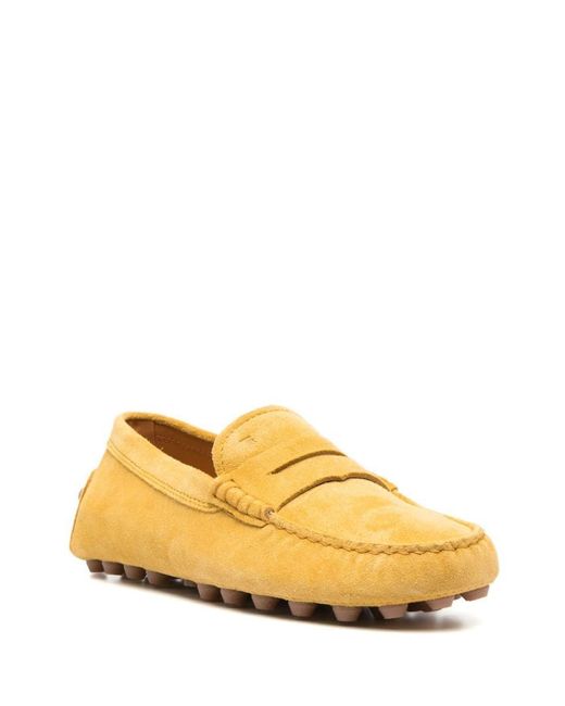 Tod's Orange Gommino Bubble Suede Loafers