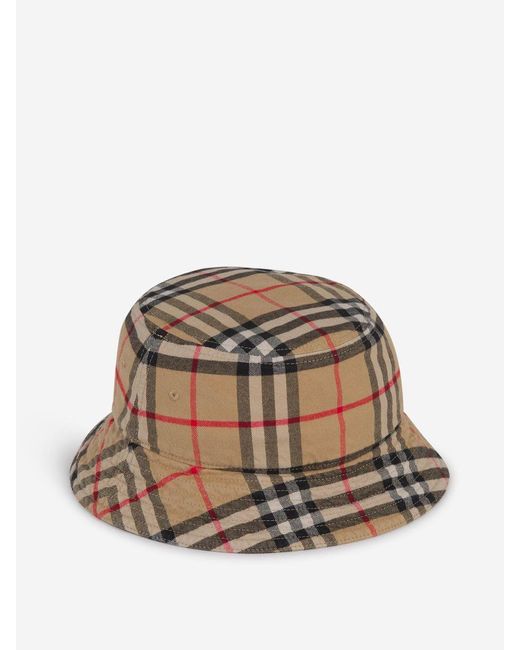 Burberry Brown Vintage Check Cotton Bucket Hat for men