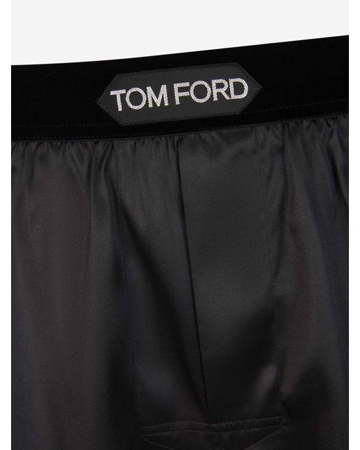 Tom Ford Black Logo Silk Boxer for men