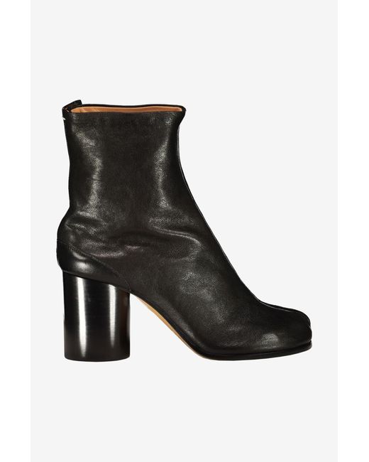 Maison Margiela Black Tabi Boots In Vintage Finish Leather Shoes