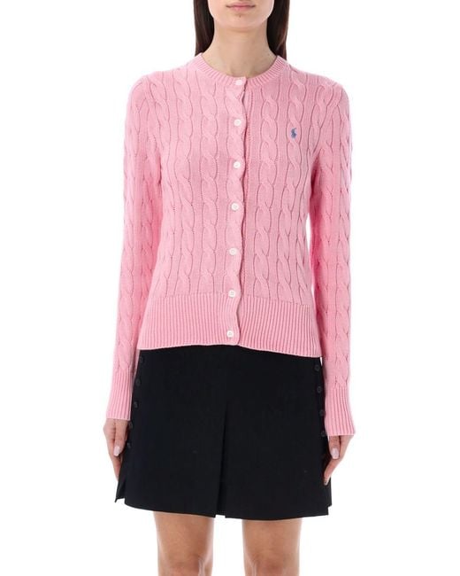 Polo Ralph Lauren Pink Cotton Classic Cable-Knit Cardigan
