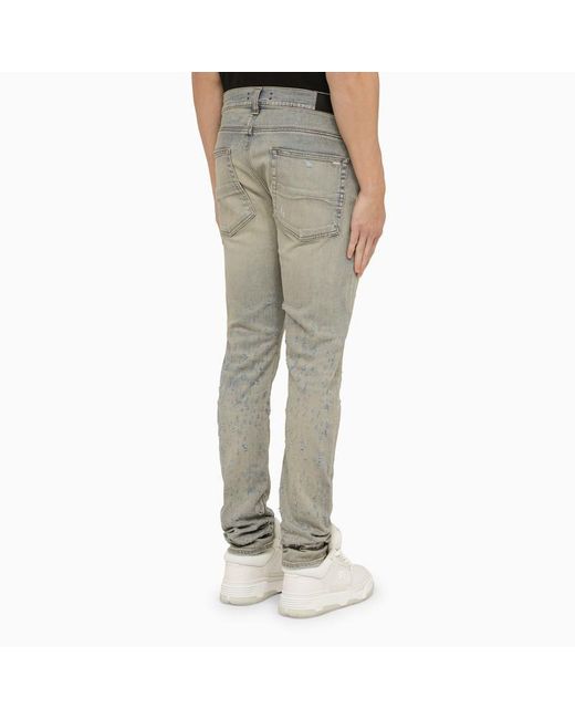Amiri Gray Antique Distressed Skinny Jeans for men