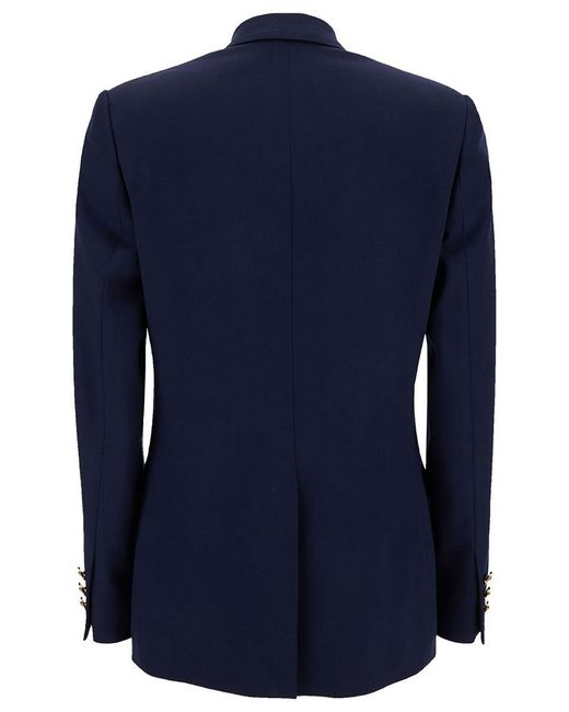 Versace Blue Double-Breasted Jacket With Medusa Buttons