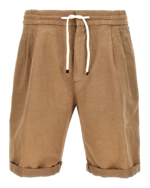 Brunello Cucinelli Natural Linen Blend Bermuda Shorts for men