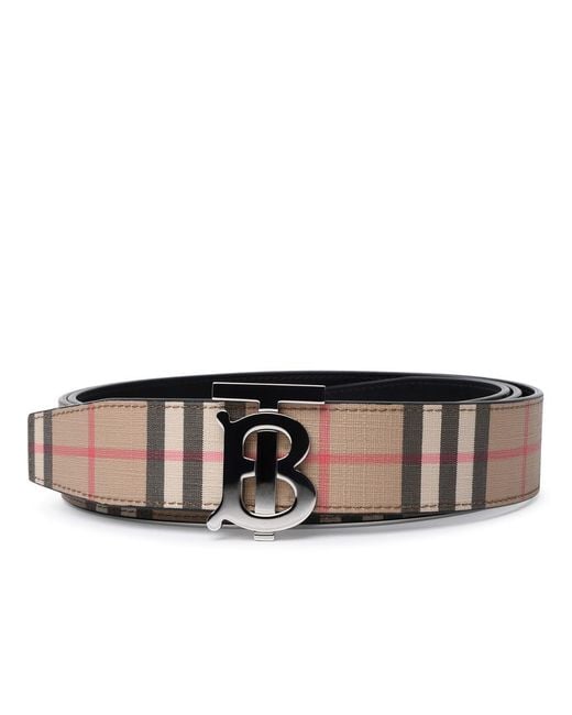 Burberry Belt Tb 35 Cehck in Natural for Men | Lyst
