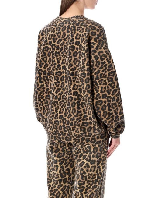 Anine Bing Multicolor Oversized Leopard Print Cotton Miles Sweatshirt