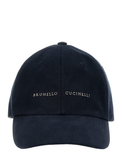 Brunello Cucinelli Blue Logo Embroidery Cap Hats for men