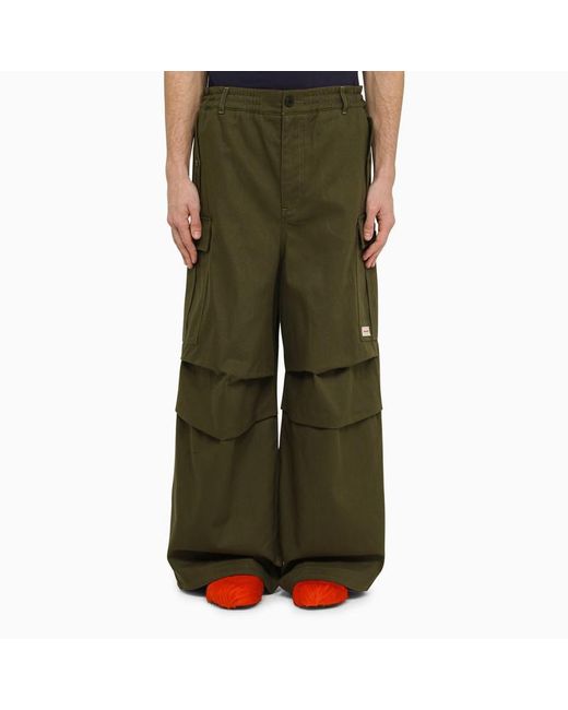Marni Green Dark Blend Wide Cargo Trousers for men