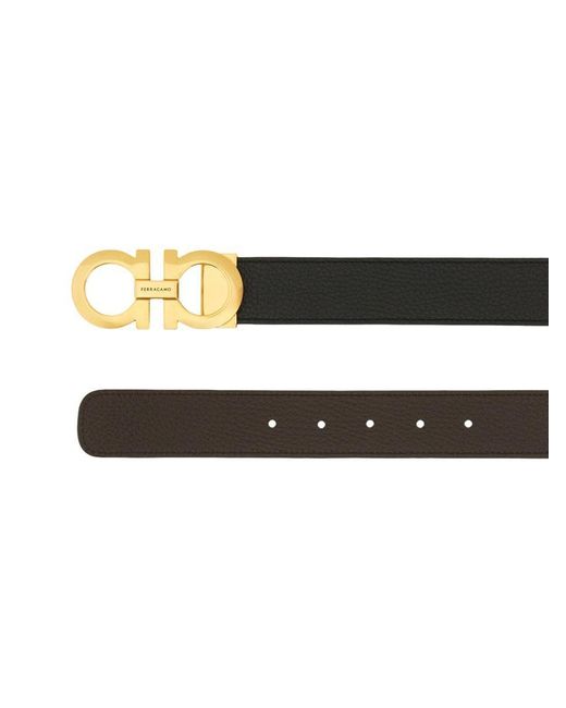 Ferragamo Black Gancini Belt With Textured Finish for men