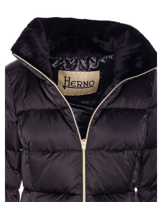Herno Blue Padded High-Neck Oversized Coat