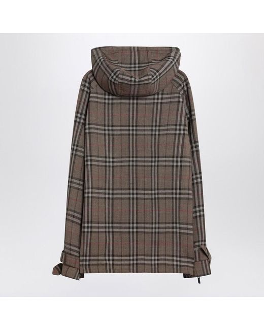 Burberry Gray Half-Zip Jacket With Check Pattern for men