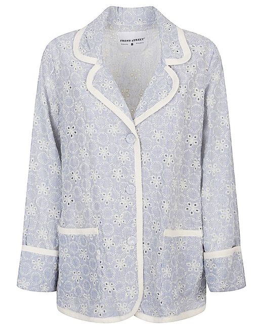 FRONT STREET 8 Gray Embroidered Cotton Jacket