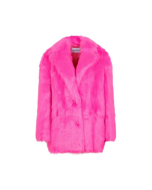 Stand Studio Carter Faux Fur Blazer Coat in Pink & Purple (Pink) | Lyst