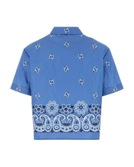 Miu Miu Blue Camicie Popeline Fiammato