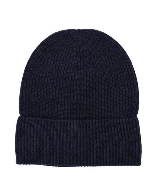 Moncler Wool And Cashmere Beanie In Navy Blue for men